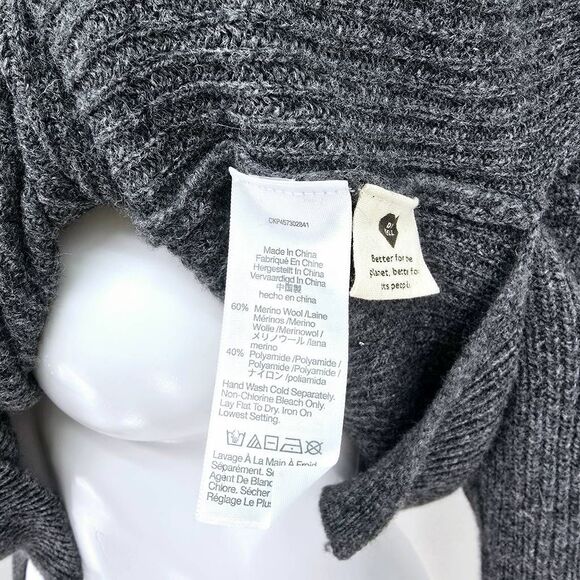 Madewell Women's Oversized Merino Wool Half Zip Pullover Sweater Gray S - Picture 5 of 6